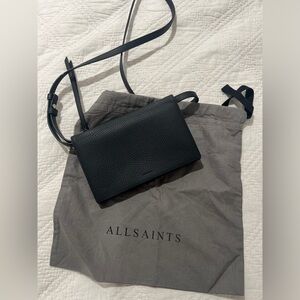 All Saints Fetch Chain Wallet Crossbody Bag Black
